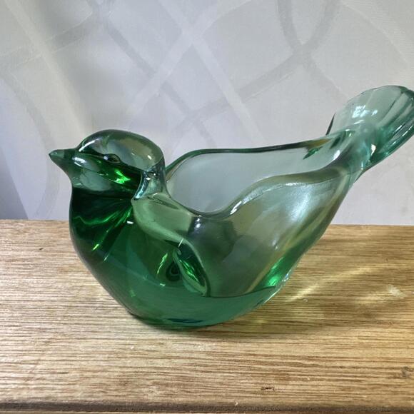 Fenton Other - Vintage Fenton Art Glass Sea Mist Green Open Bird Votive Candle Holder Dish